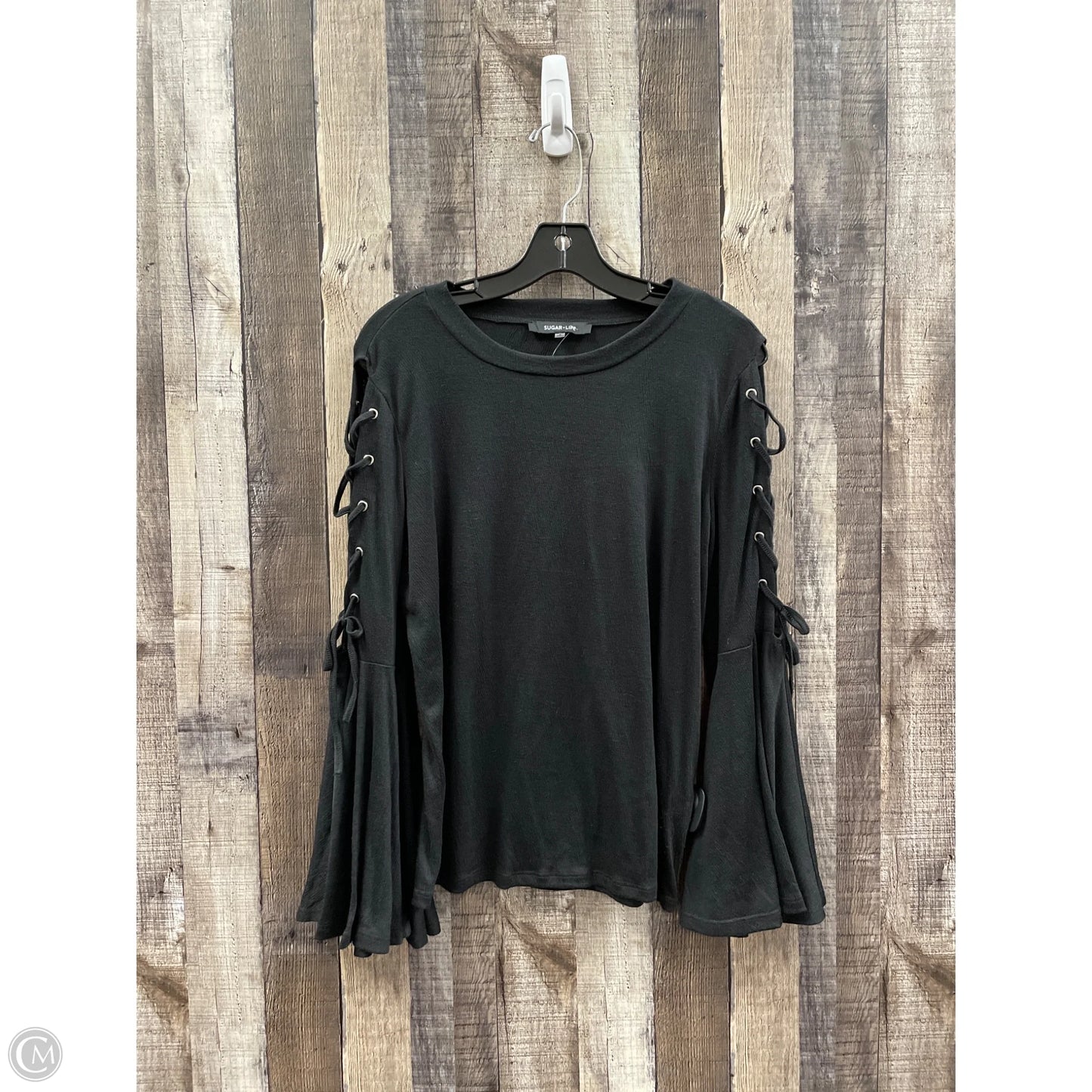Top Long Sleeve By Sugar Lips In Black, Size: S