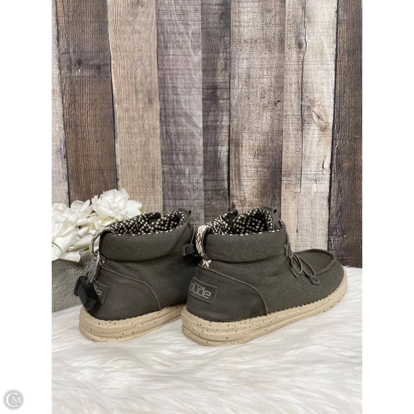 Boots Ankle Flats By Hey Dude In Grey, Size: 8