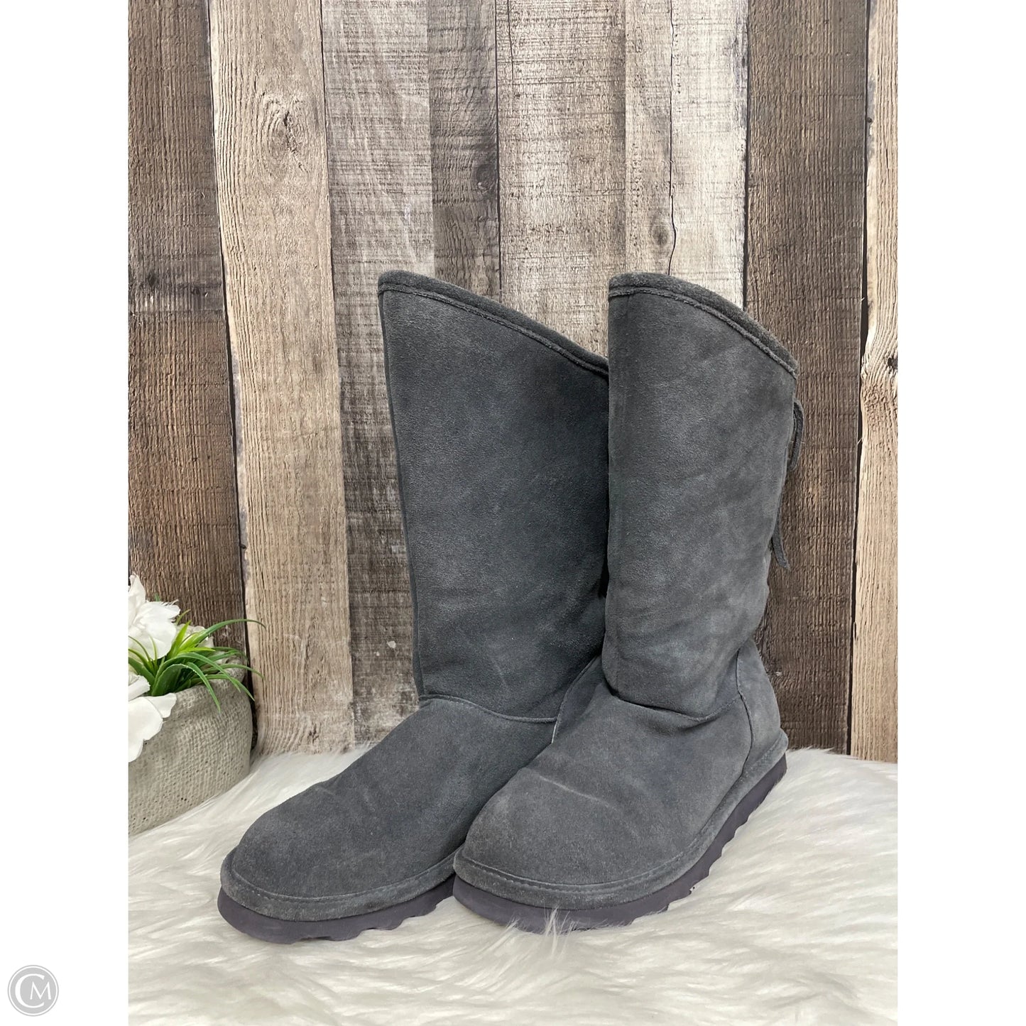 Boots Mid-calf Flats By Bearpaw In Grey, Size: 8