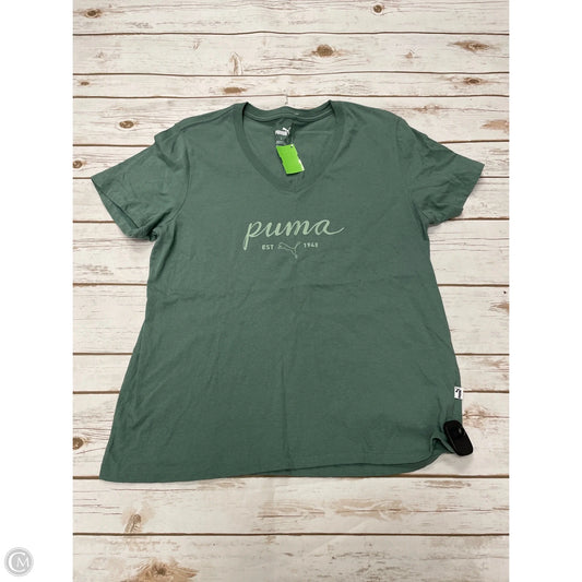 Athletic Top Short Sleeve By Puma In Green, Size: L
