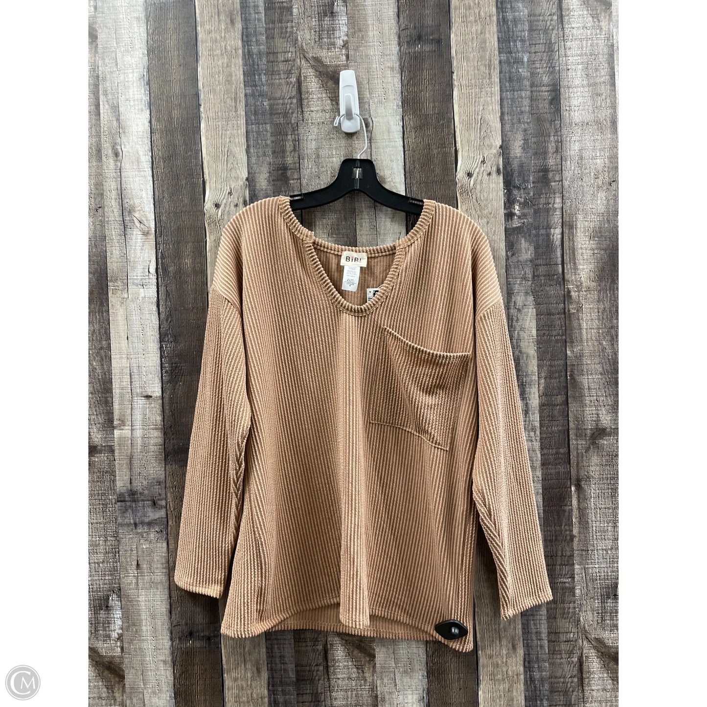 Top Long Sleeve By Bibi In Brown, Size: M