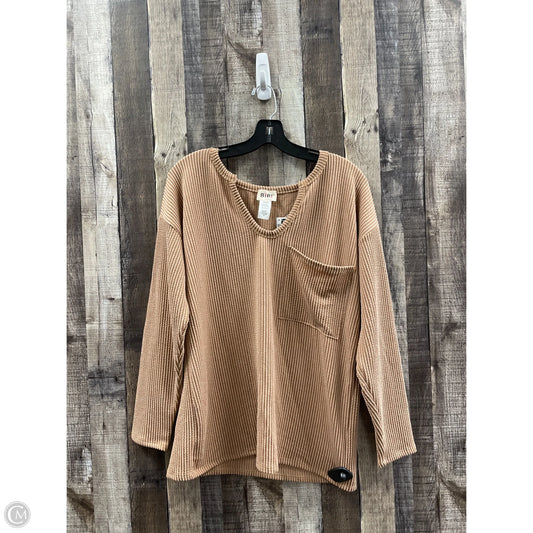 Top Long Sleeve By Bibi In Brown, Size: M