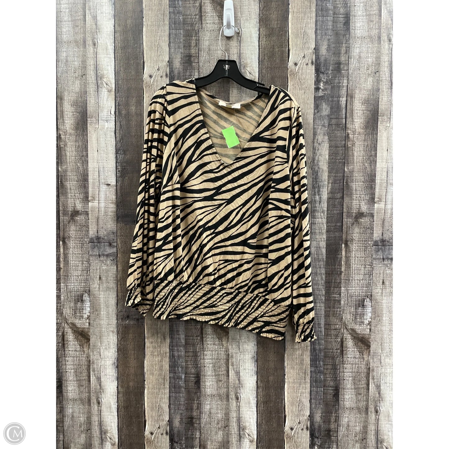Top Long Sleeve Designer By Michael Kors In Zebra Print, Size: 2x