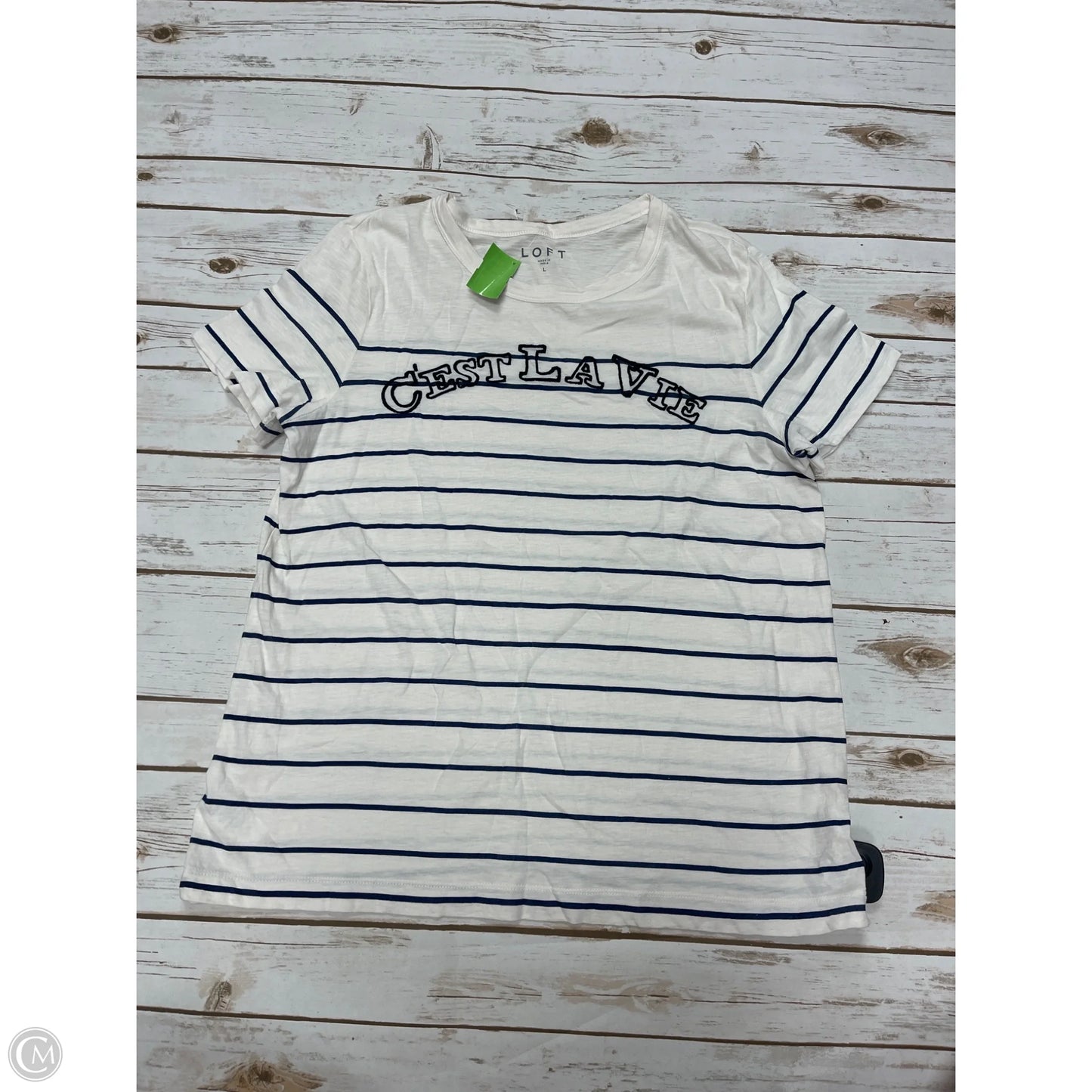 Top Short Sleeve By Cupio In Striped Pattern, Size: L
