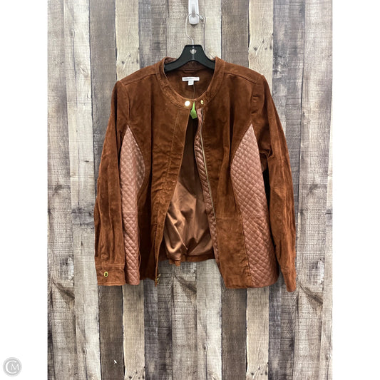 Jacket Moto By Isaac Mizrahi Live Qvc In Brown, Size: 2x
