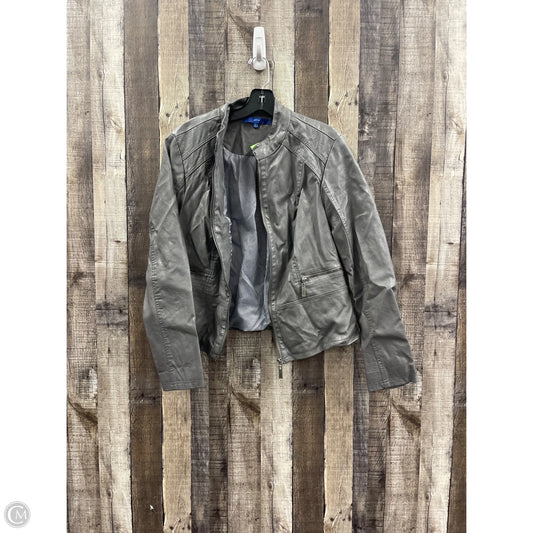 Jacket Moto By Apt 9 In Grey, Size: L