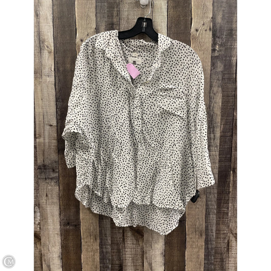 Top 3/4 Sleeve By Loft In Black & White, Size: L