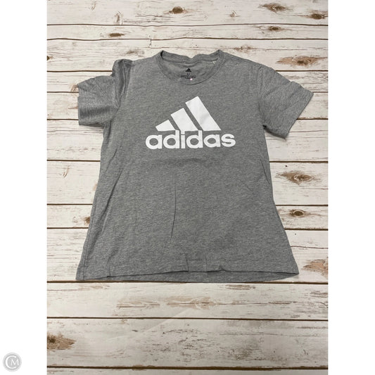 Athletic Top Short Sleeve By Adidas In Grey, Size: M