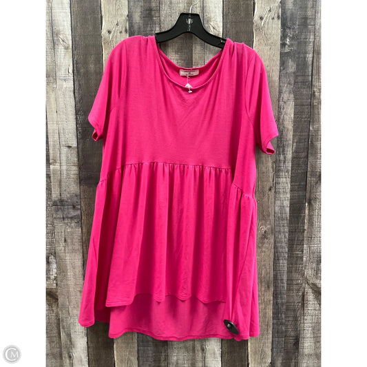 Top Short Sleeve By Zenana Outfitters In Pink, Size: 2x