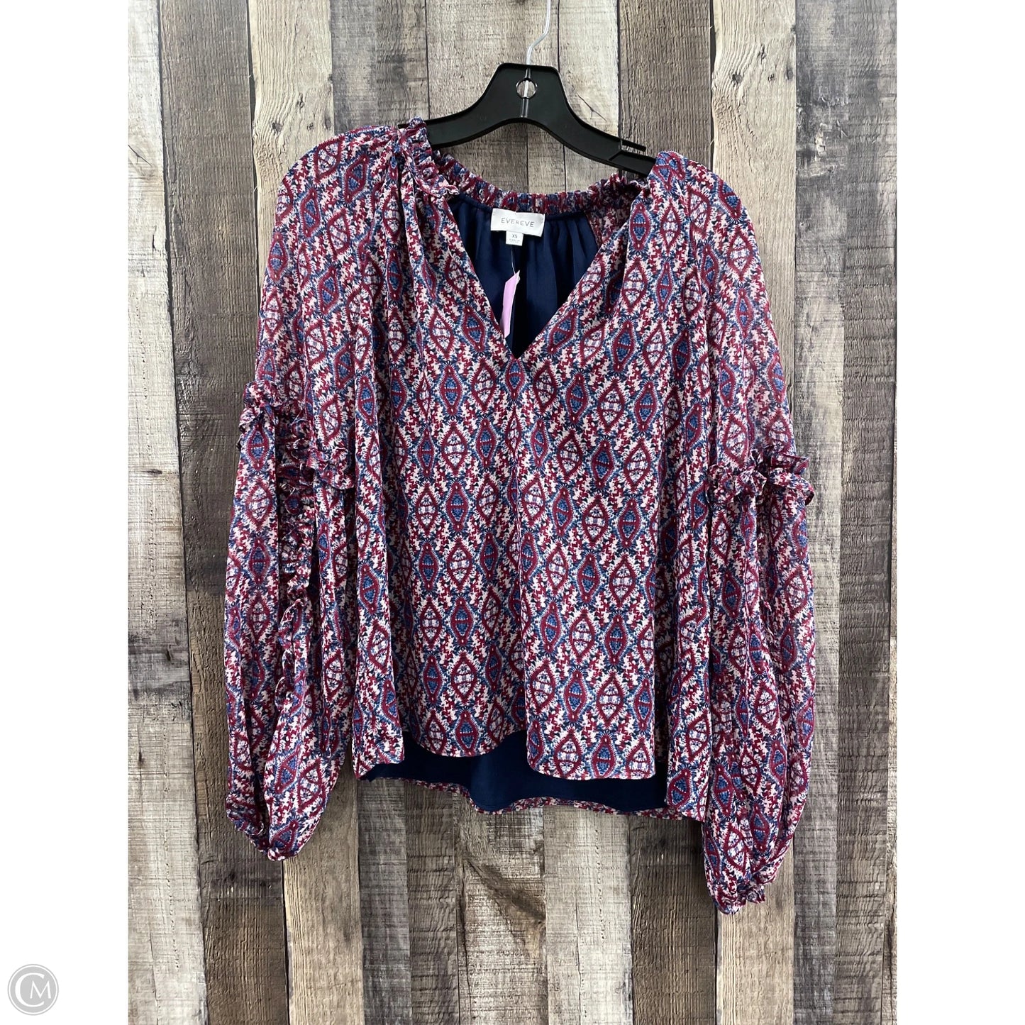 Top Long Sleeve By Evereve In Multi-colored, Size: Xs