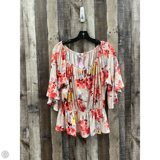 Top 3/4 Sleeve By Cme In Floral Print, Size: L