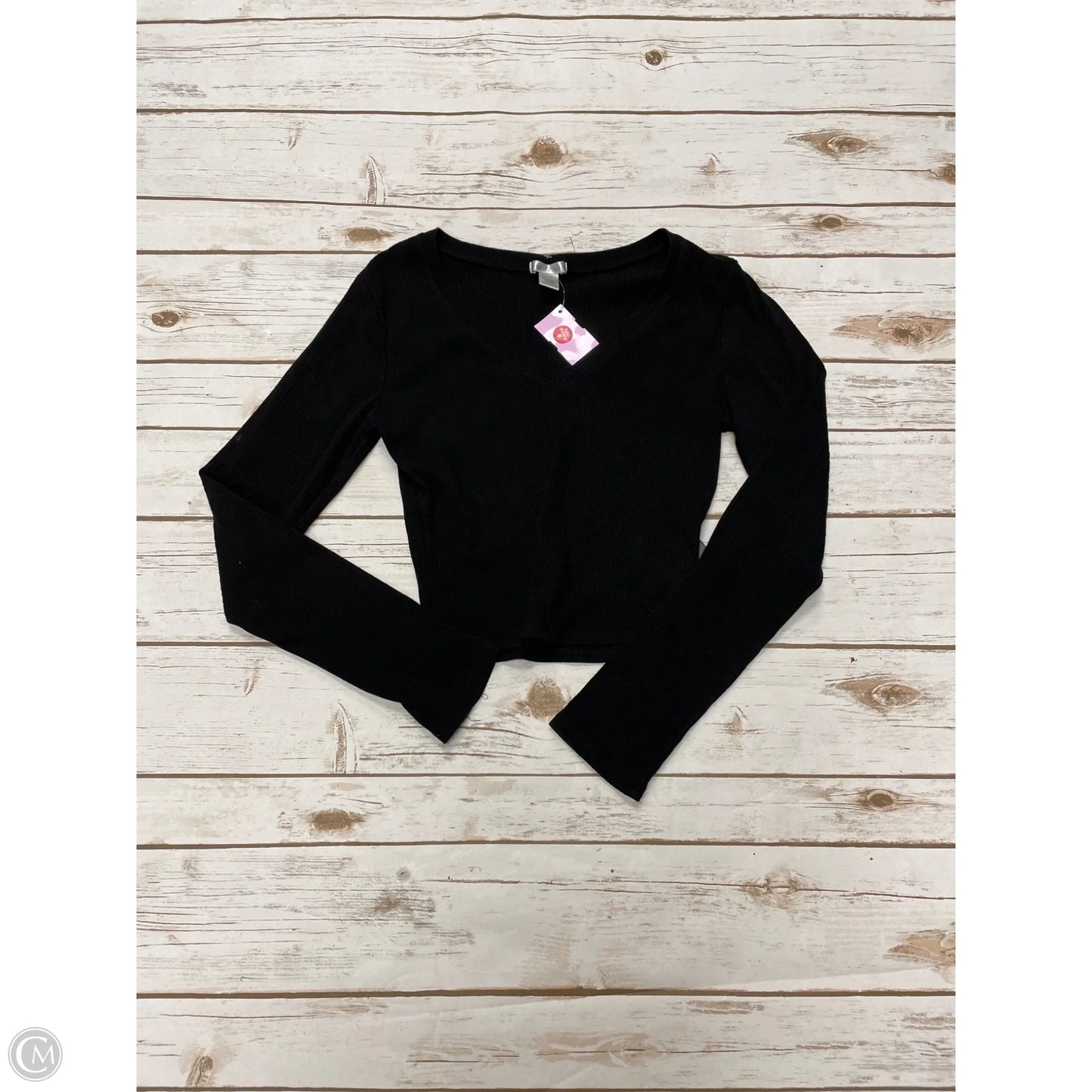 Top Long Sleeve By Cme In Black, Size: L