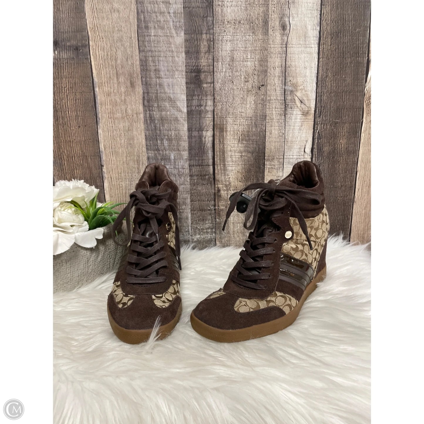 Boots Designer By Coach In Brown, Size: 8