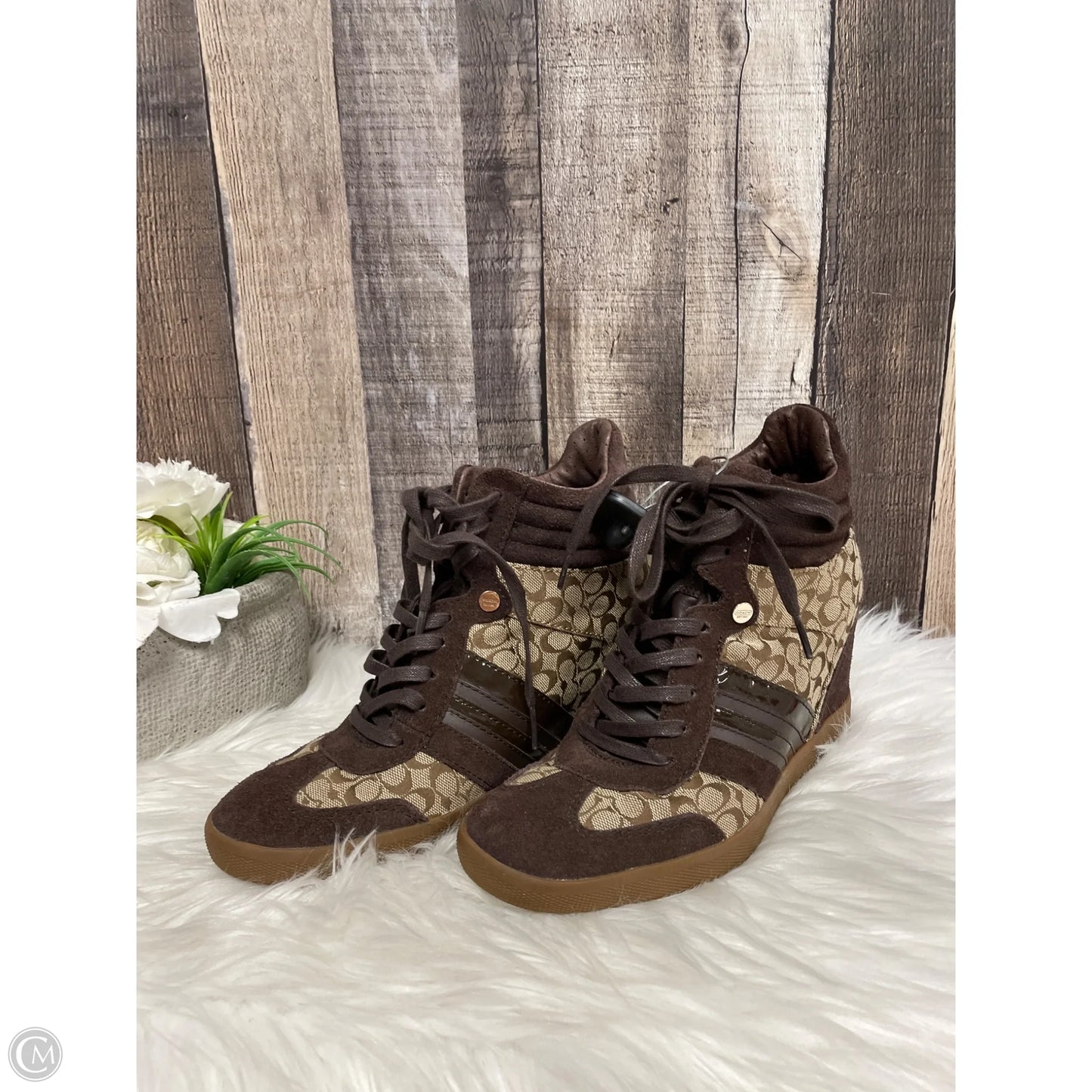 Boots Designer By Coach In Brown, Size: 8