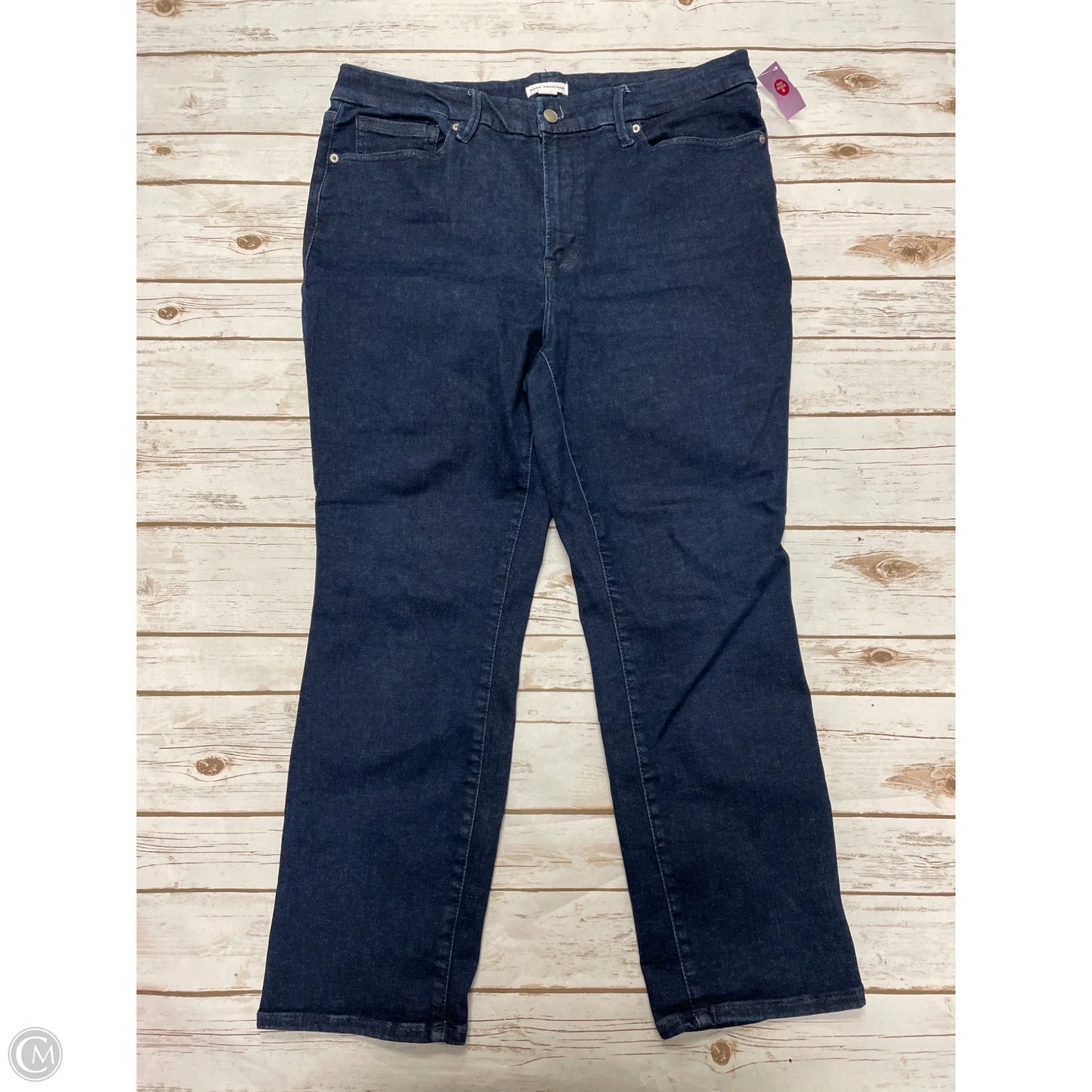 Jeans Straight By Good American In Blue Denim, Size: 14