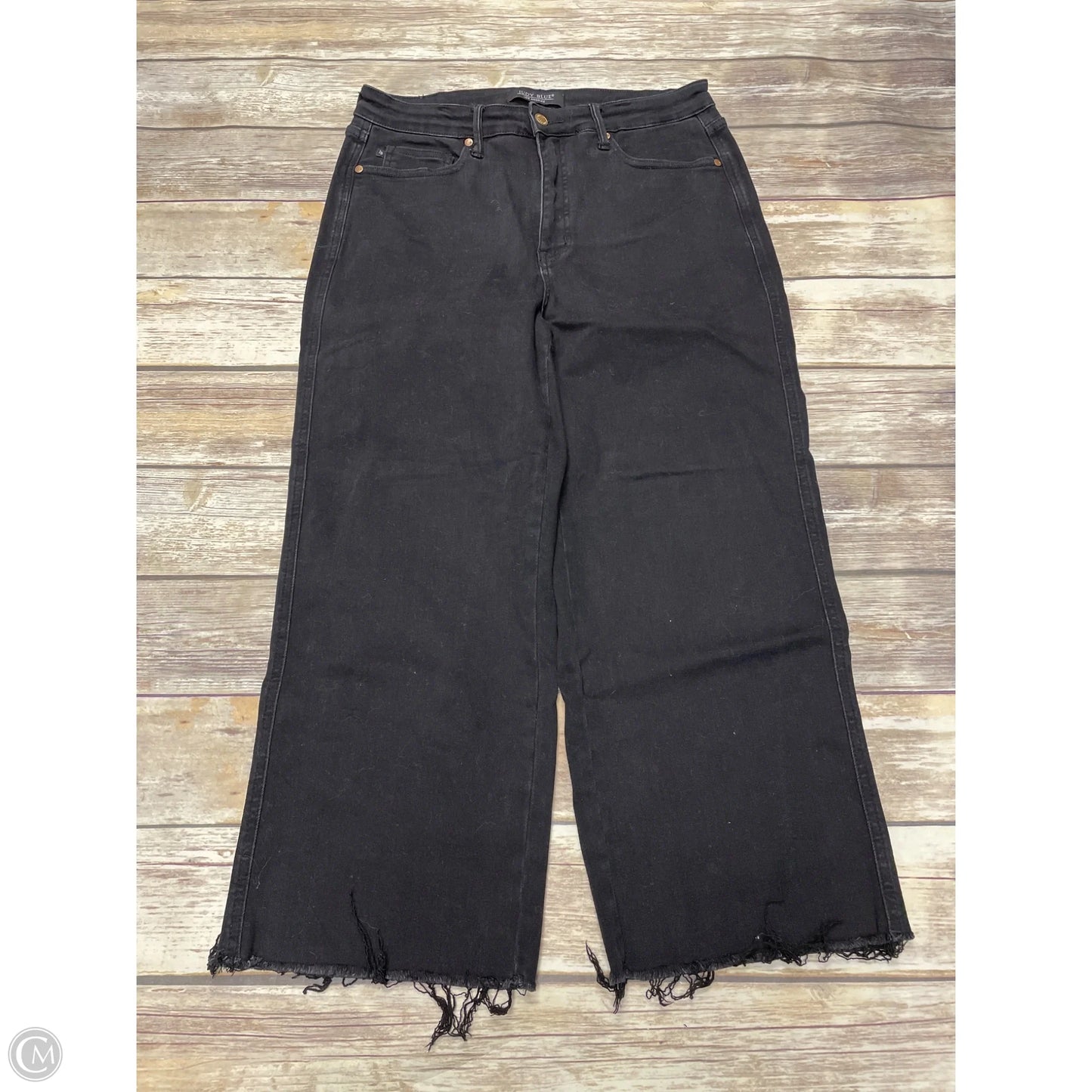 Jeans Wide Leg By Judy Blue In Black Denim, Size: 14