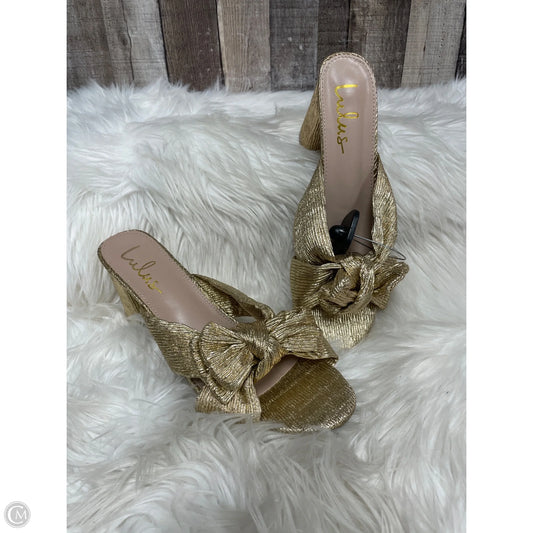 Sandals Heels Block By Lulus In Gold, Size: 11