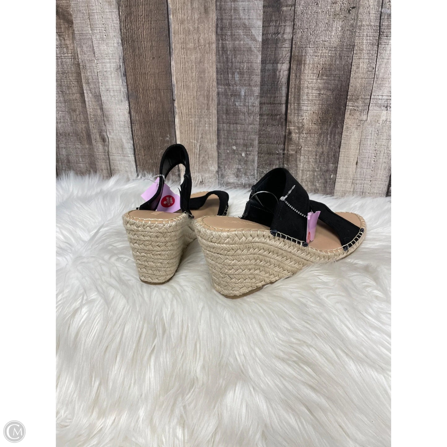 Sandals Heels Wedge By Justfab In Black, Size: 8.5