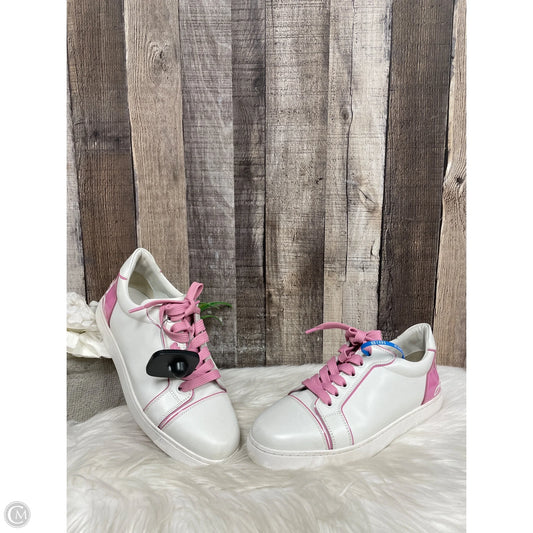 Shoes Luxury Designer By Christian Louboutin In Pink & White, Size: 7.5