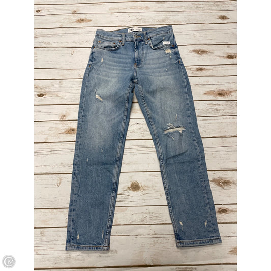 Jeans Straight By Zara In Blue Denim, Size: 4