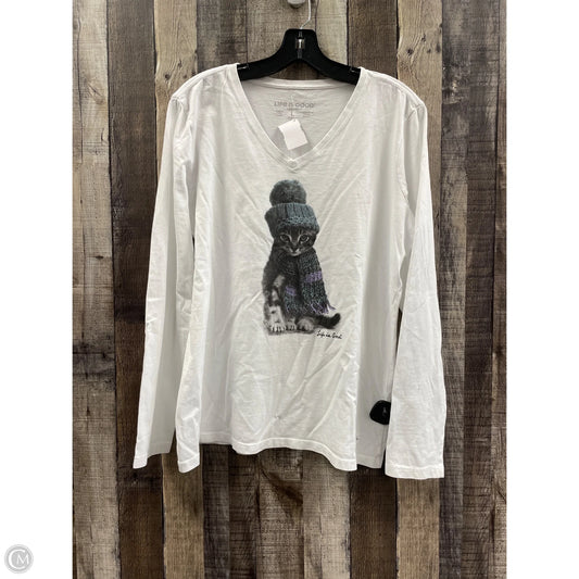 Top Long Sleeve By Life Is Good In White, Size: L