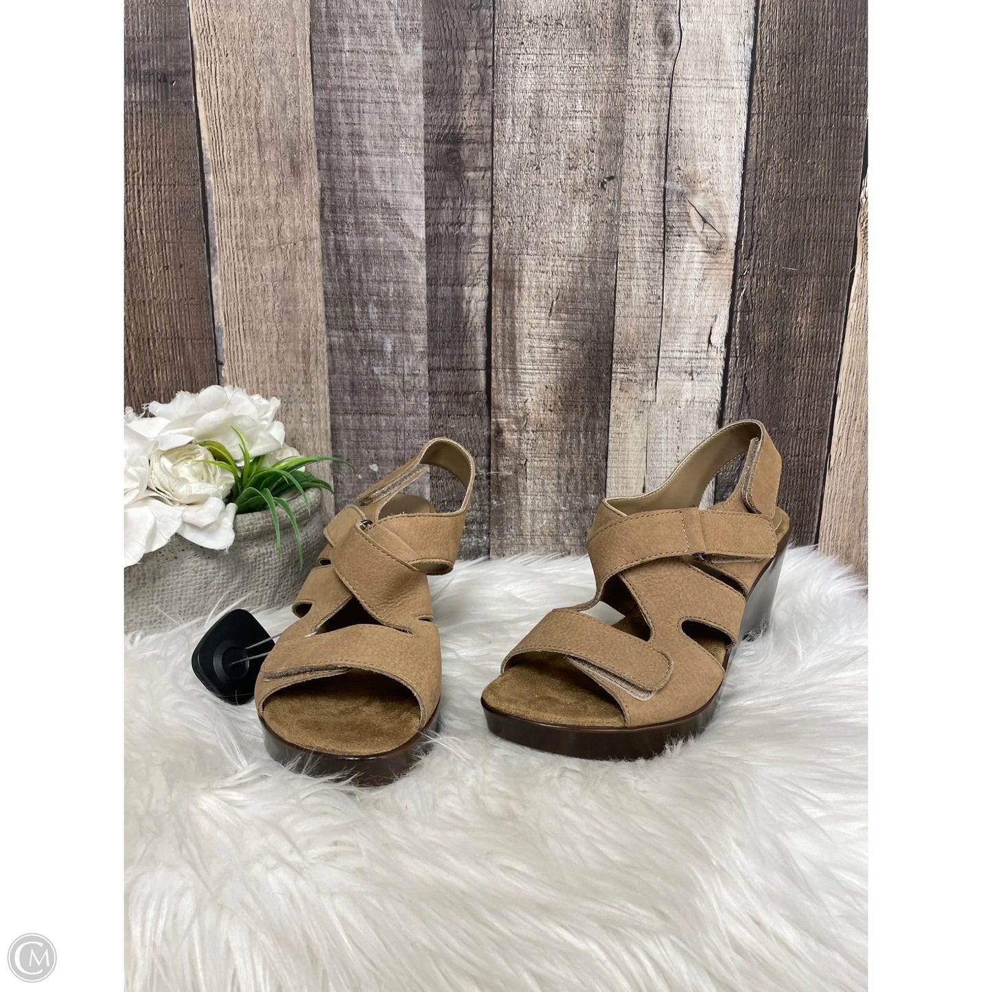 Sandals Heels Block By Aerosoles In Tan, Size: 7.5