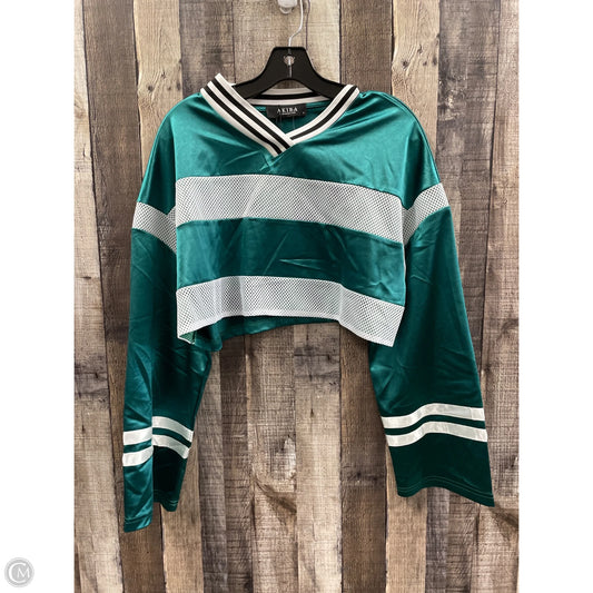 Top Long Sleeve By Akira In Green & White, Size: S