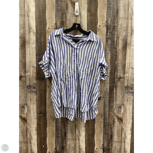 Top Short Sleeve By Lane Bryant In Blue & White, Size: Xl