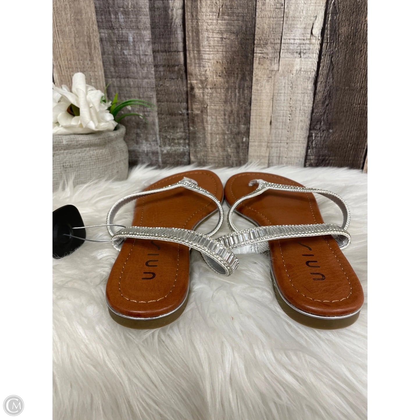 Sandals Flats By Unisa In Silver, Size: 9.5