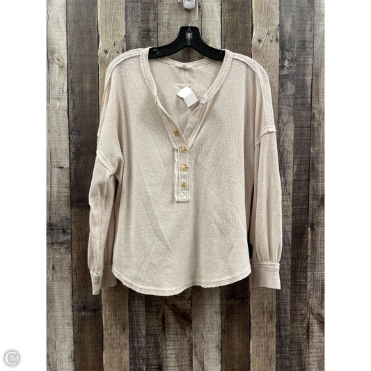 Top Long Sleeve By Blu Pepper In Beige, Size: S