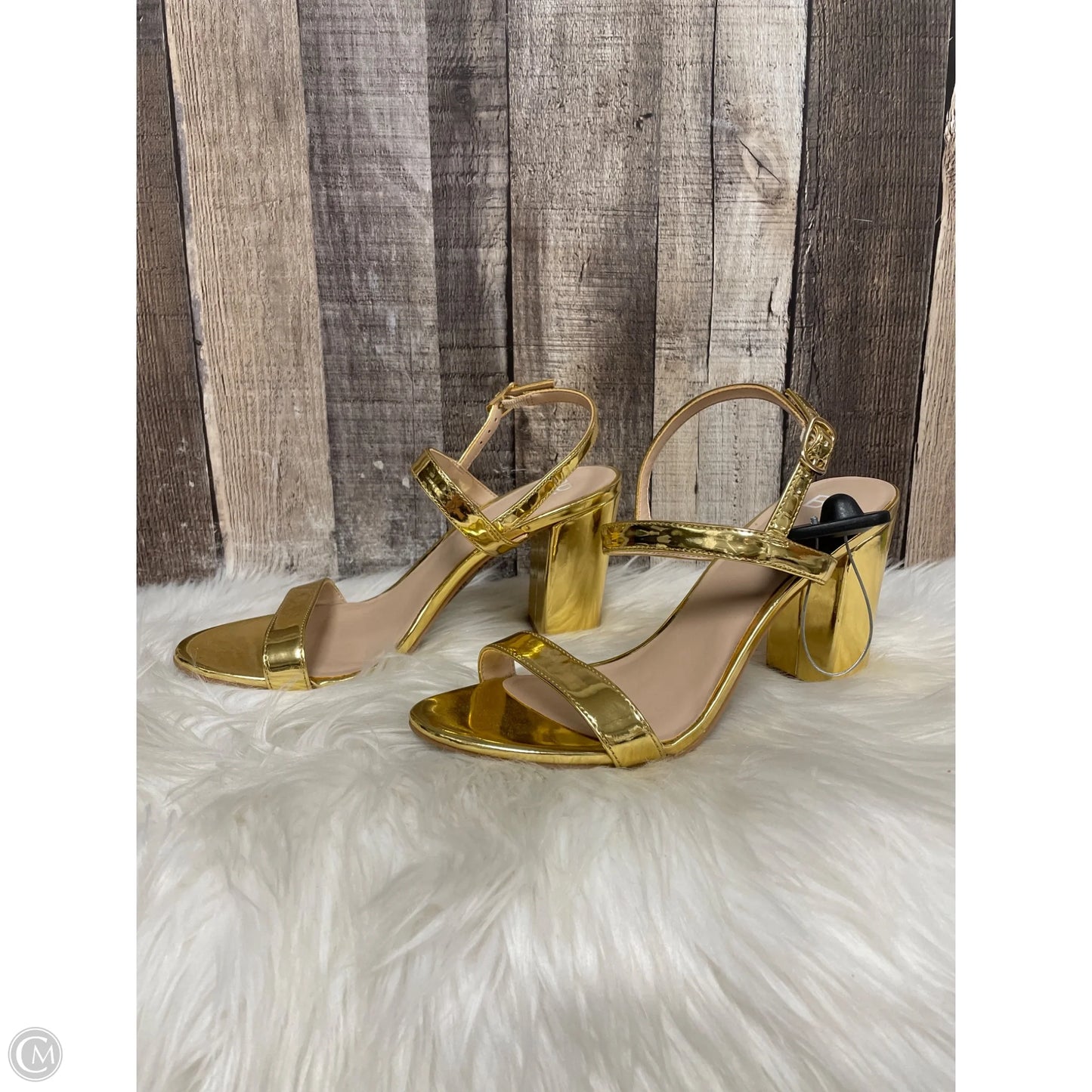 Sandals Heels Block By Bp In Gold, Size: 8.5