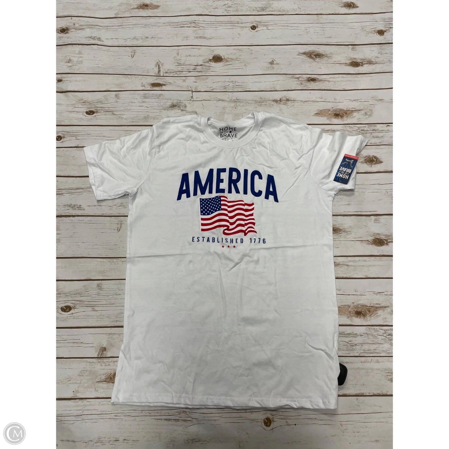 Top Short Sleeve By Cmf In Blue & Red, Size: L