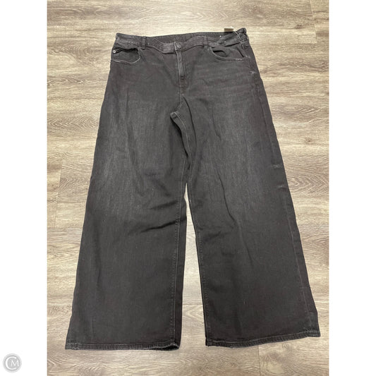 Jeans Wide Leg By American Eagle In Black Denim, Size: 18