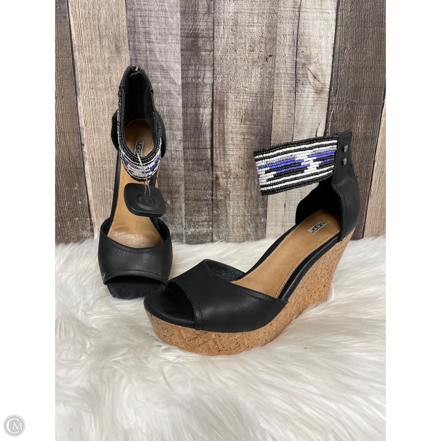 Sandals Designer By Ugg In Black & Purple, Size: 8