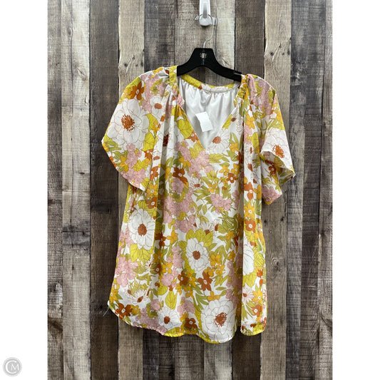 Top Short Sleeve By Cmf In Floral Print, Size: Xl