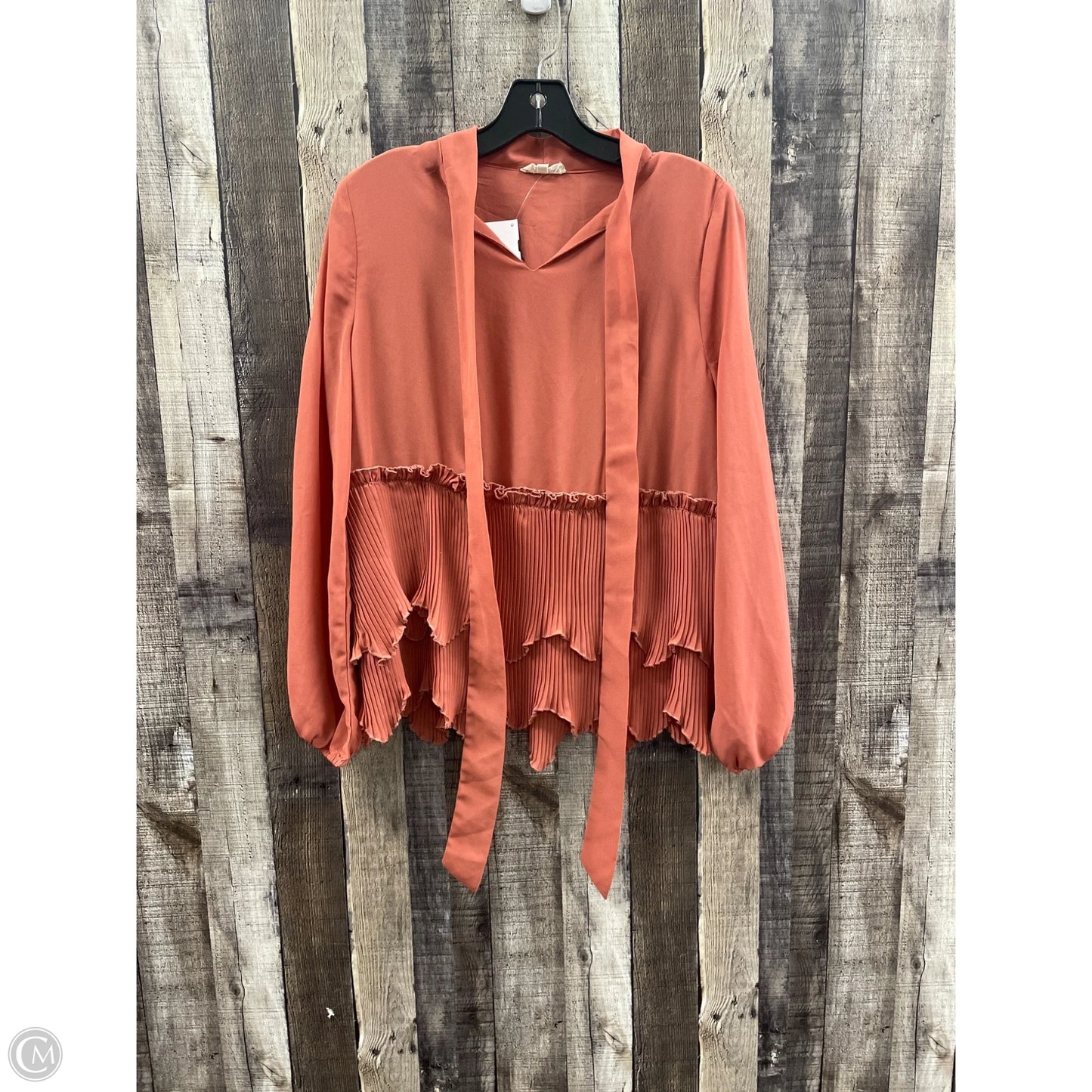 Top Long Sleeve By Cme In Orange, Size: M