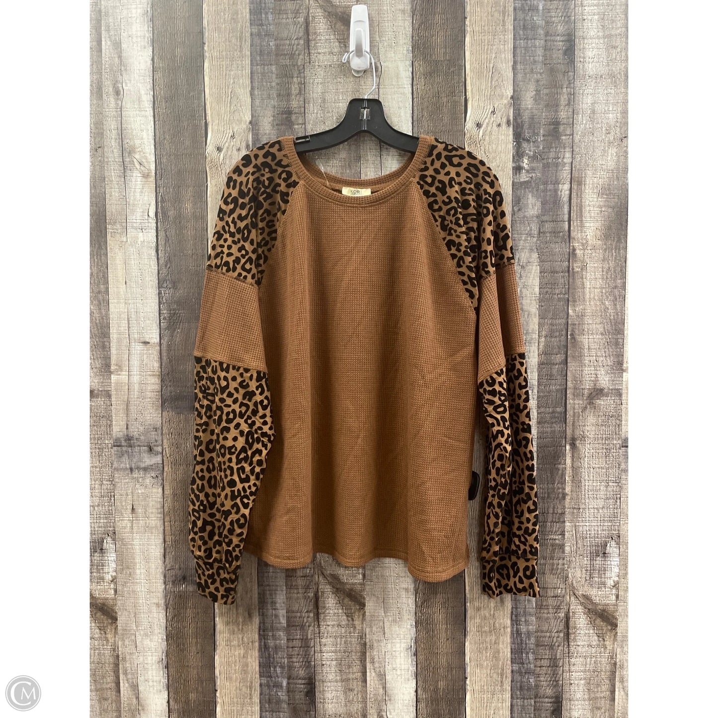 Top Long Sleeve By Kori America In Brown, Size: L