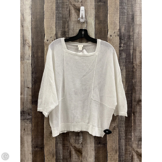 Top 3/4 Sleeve By Chicos In White, Size: L