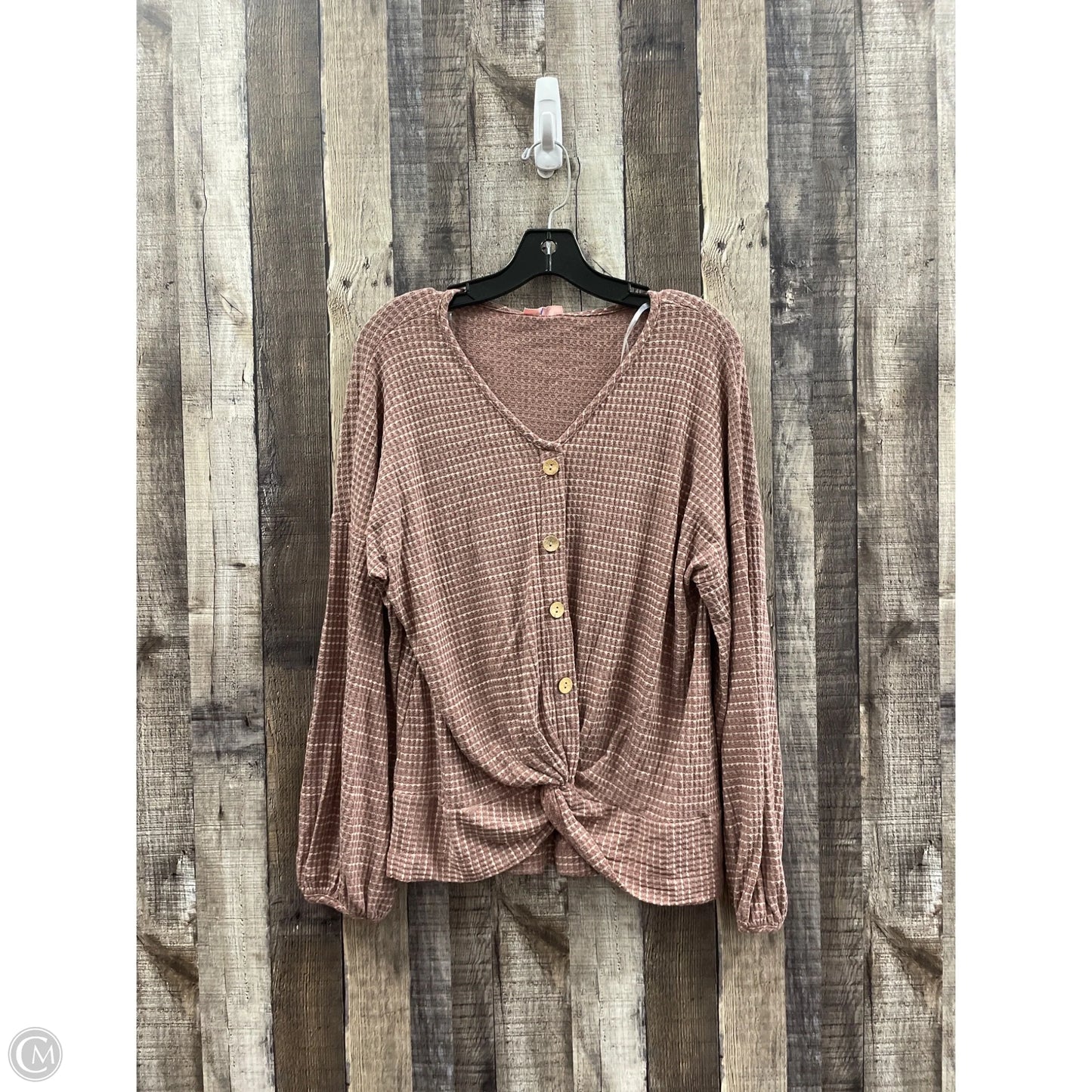 Top Long Sleeve By Cme In Brown, Size: L