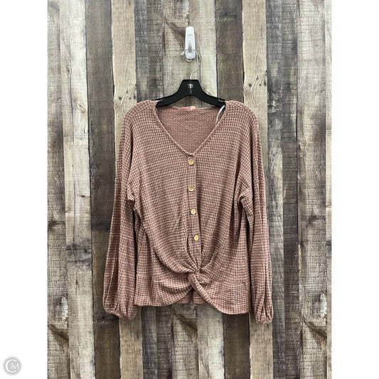 Top Long Sleeve By Cme In Brown, Size: L