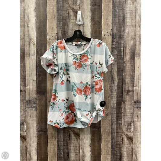 Top Short Sleeve By Acting Pro In Blue & White, Size: L
