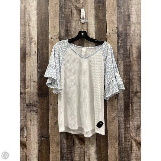 Top Short Sleeve By Cme In Blue & White, Size: M