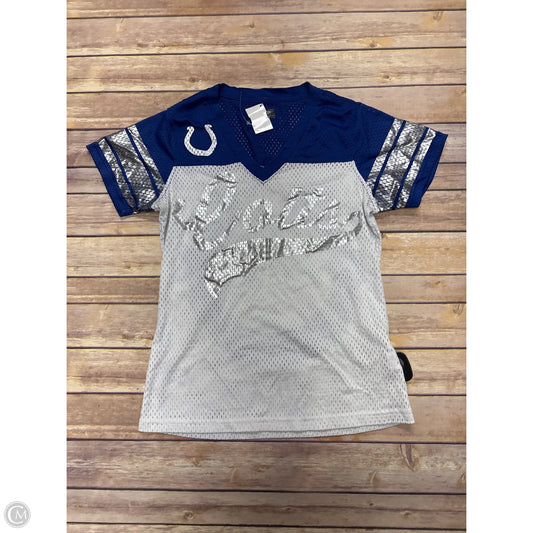 Athletic Top Short Sleeve By Nfl In Blue & White, Size: Xs