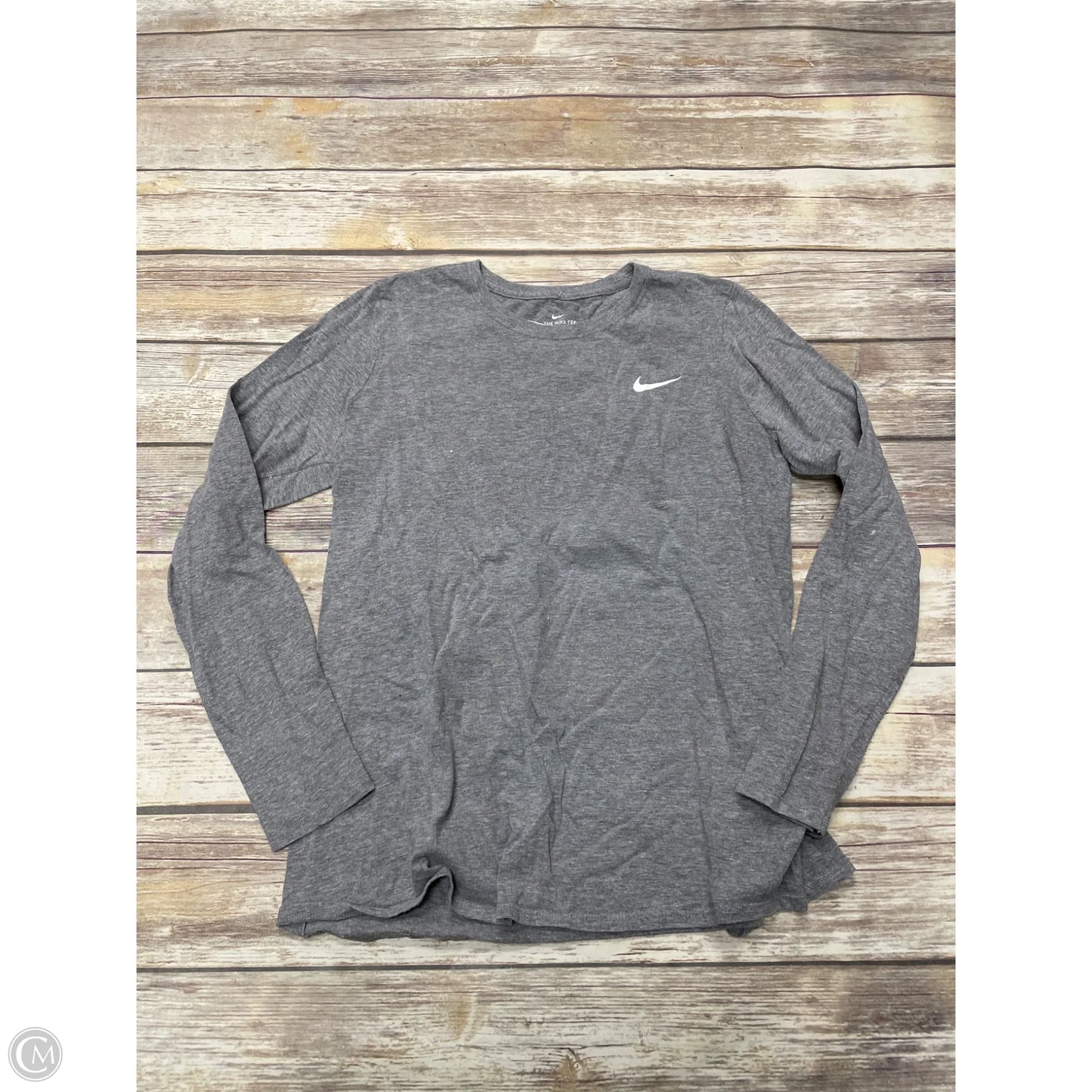 Athletic Top Long Sleeve Crewneck By Nike In Grey, Size: L