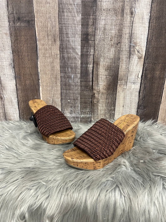 Brown Sandals Heels Wedge Montego Bay, Size 7