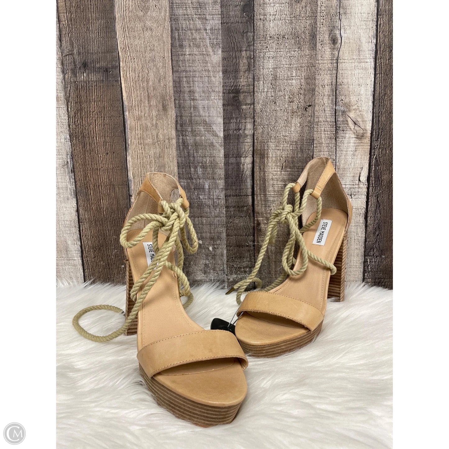 Sandals Heels Block By Steve Madden In Tan, Size: 10