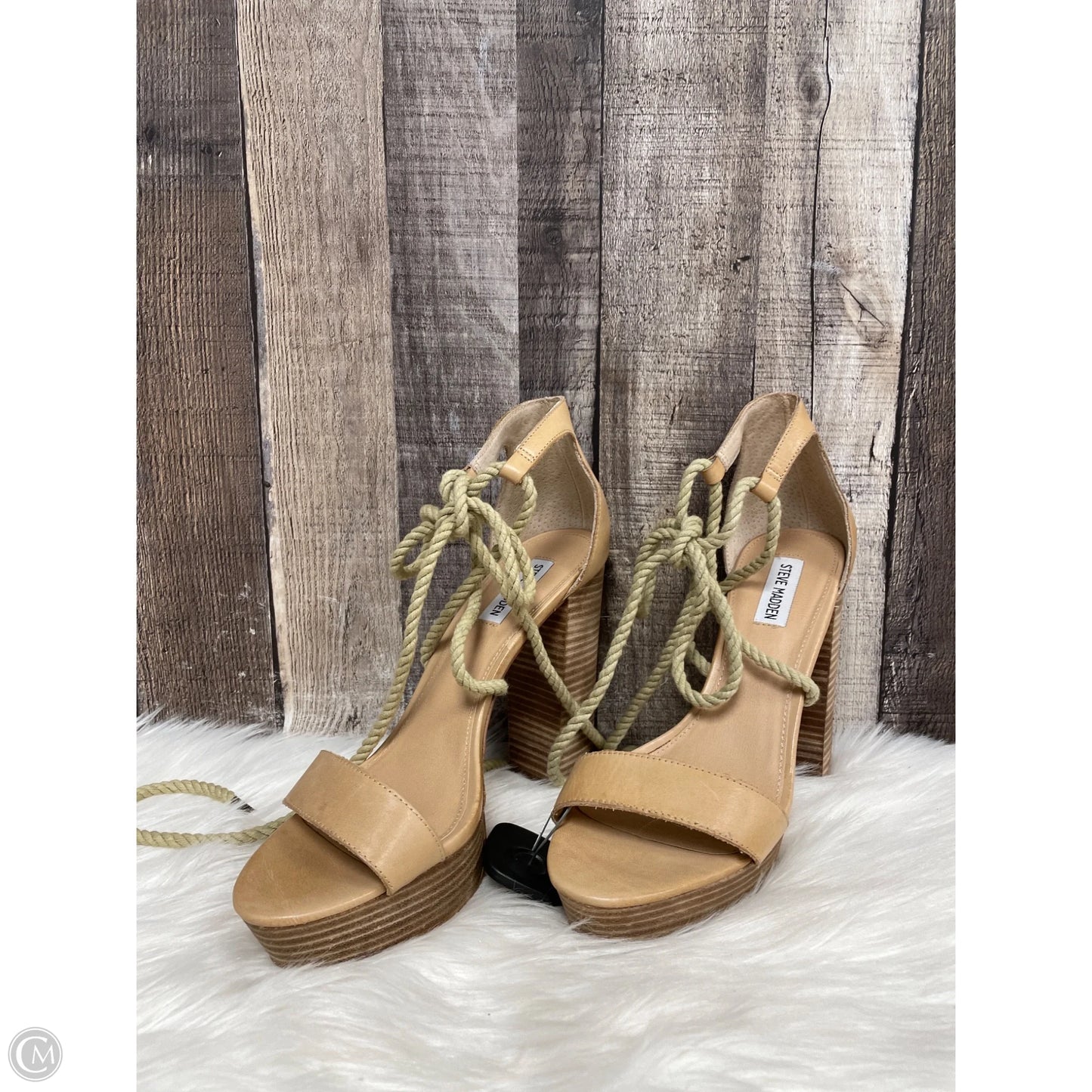 Sandals Heels Block By Steve Madden In Tan, Size: 10