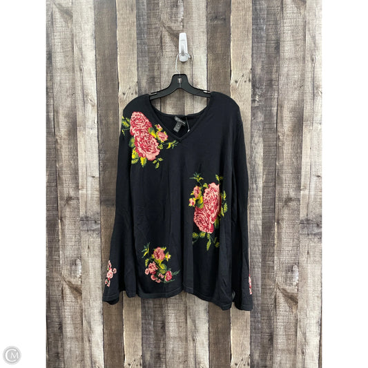 Top Long Sleeve By International Concepts In Black, Size: 2x