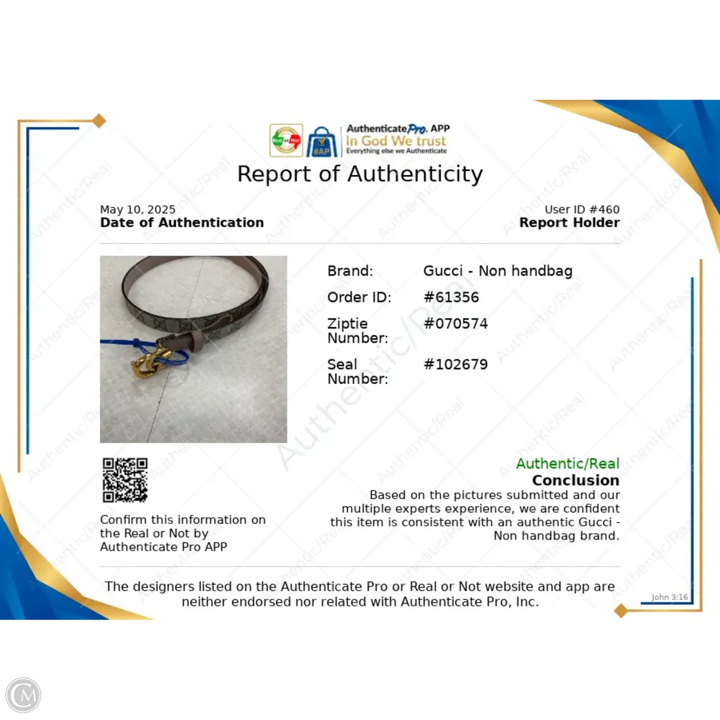 Belt Luxury Designer By Gucci, Size: Small