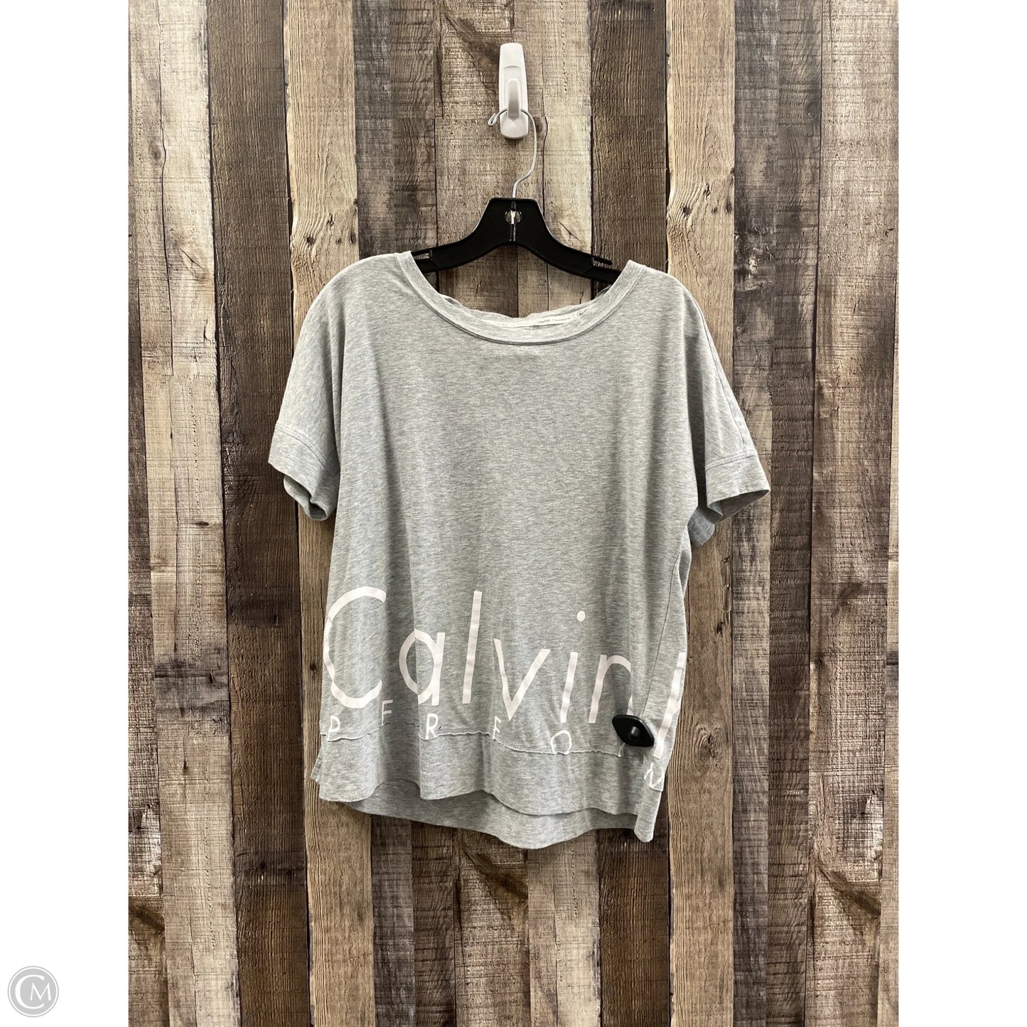 Top Short Sleeve By Calvin Klein In Grey, Size: M